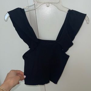Zara black grill sleeve crop top ribbed